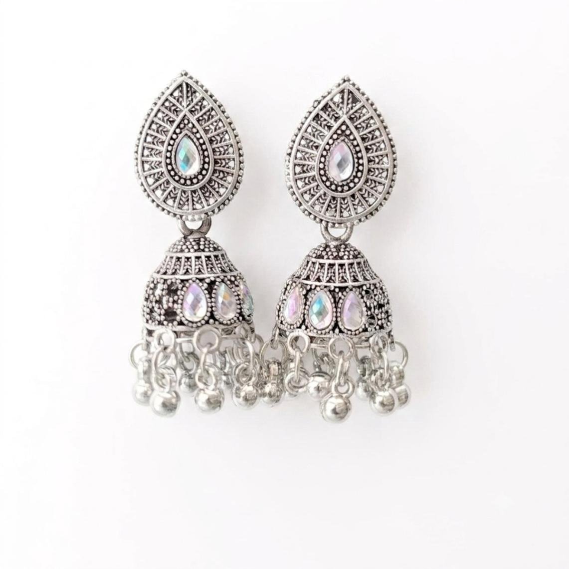 Traditional Indian Ethnic Earrings with Jhumka & Ghungroo Drops
