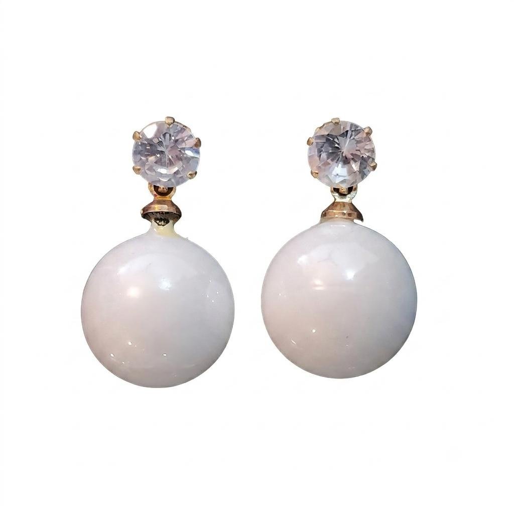 White Pearl Look Drop Earrings for Women