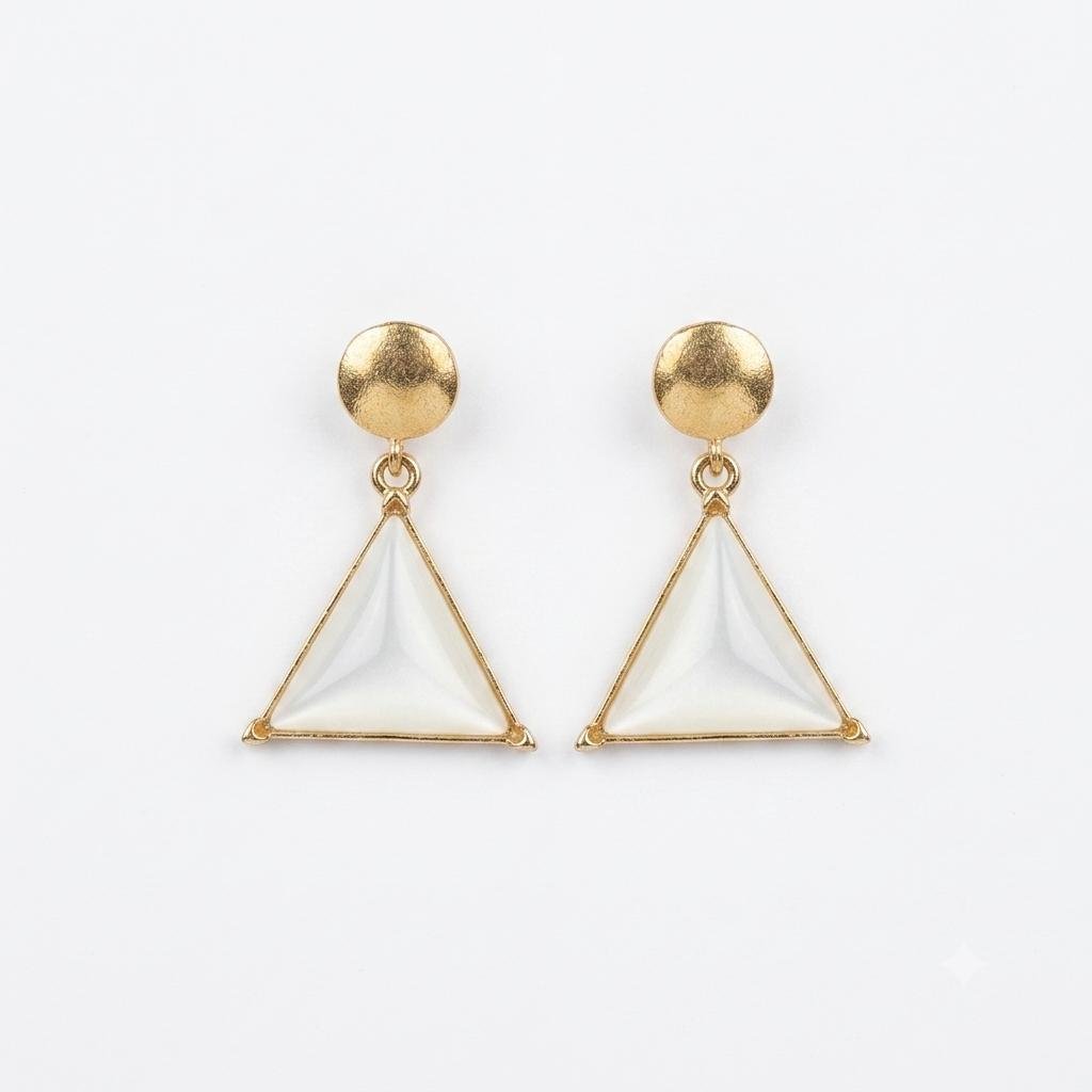 Modern Matte Gold Geometric Triangular Drop Earrings for Women