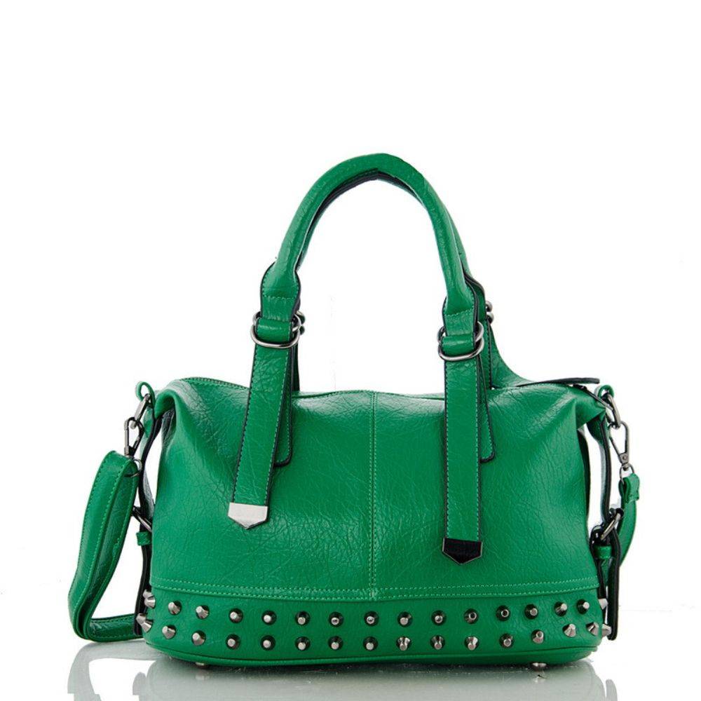 PU Leather Handbag In Green
