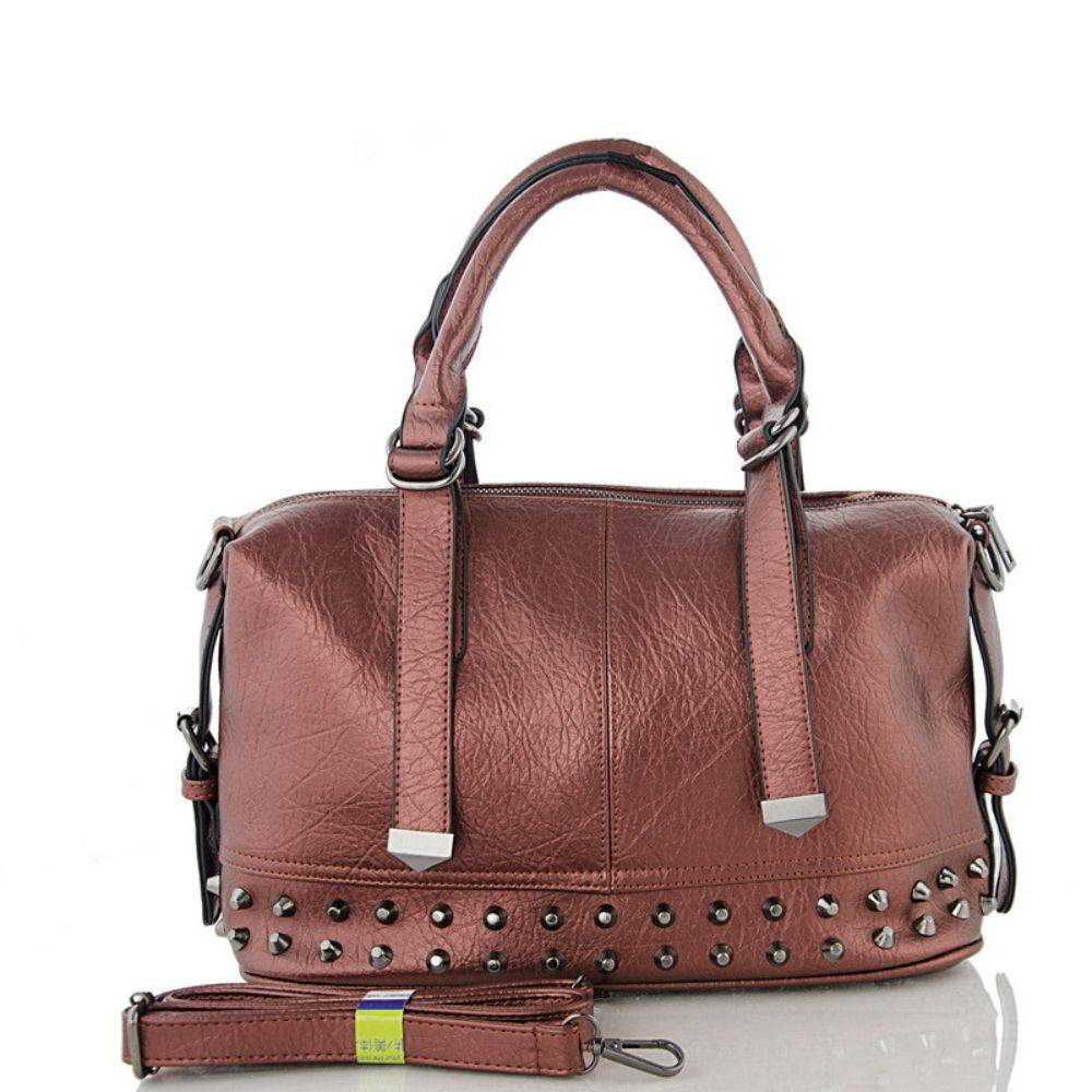 PU Leather Handbag In Wine Color