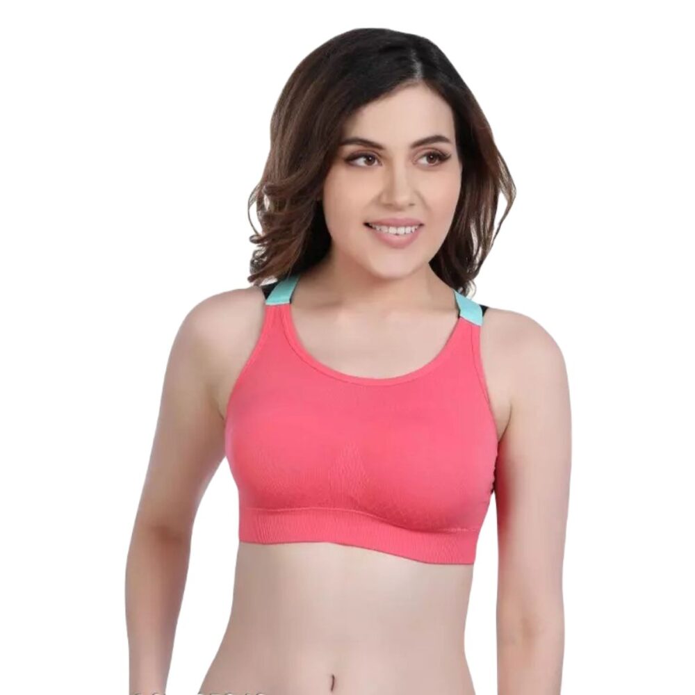 Solid Full Coverage Light Padded Sports Bra Peach