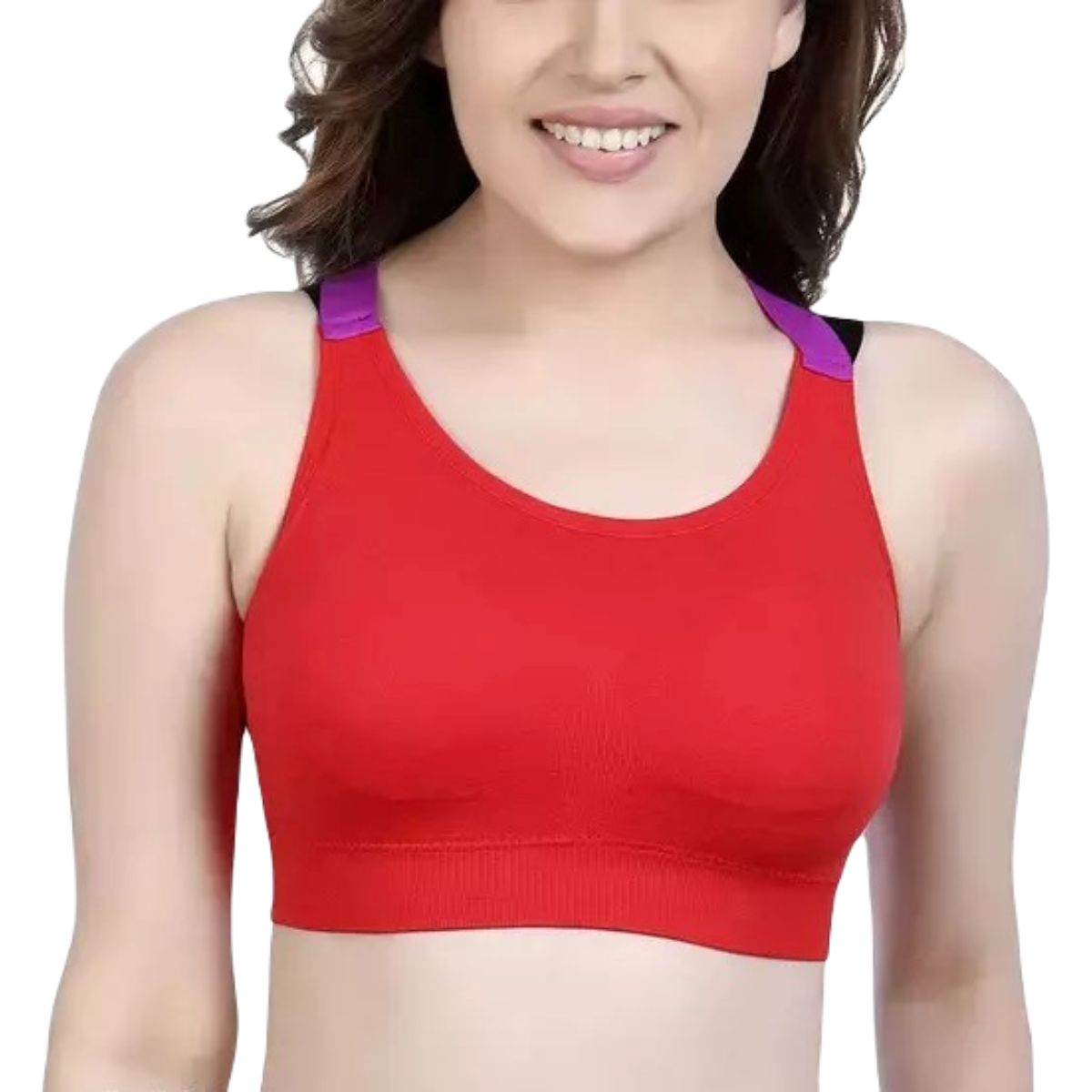 Solid Full Coverage Light Padded Sports Bra Red