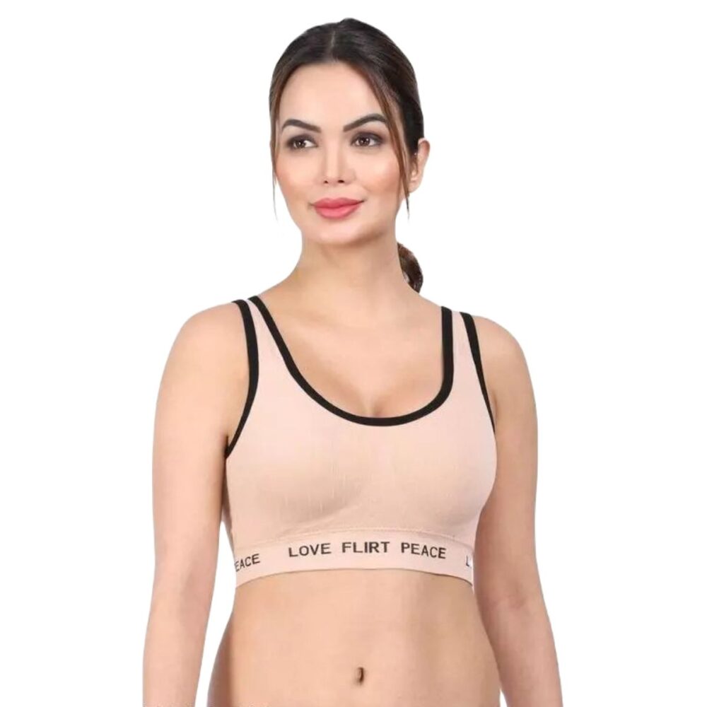 Solid Full Coverage Light Padded Sports Bra Pink