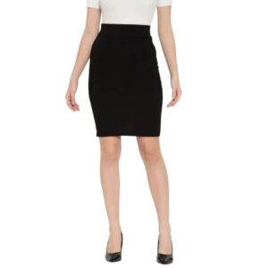 Solid High Waist Pencil Skirt In Black