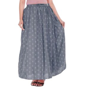 Printed Regular Rayon Maxi Skirt InSilver