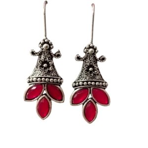 Silver-Plated Fancy Party Wear Kundan Alloy Drop Earrings