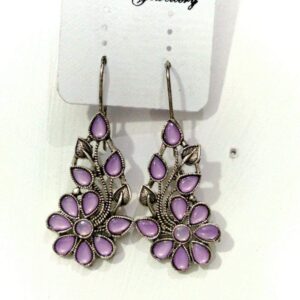 Silver Plated Drop Earring For Girls and Women In Purple