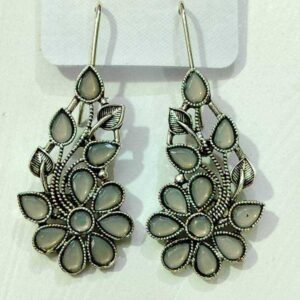 Silver Plated Drop Earring For Girls and Women In Grey