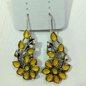 Silver Plated Drop Earring For Girls and Women In Yellow