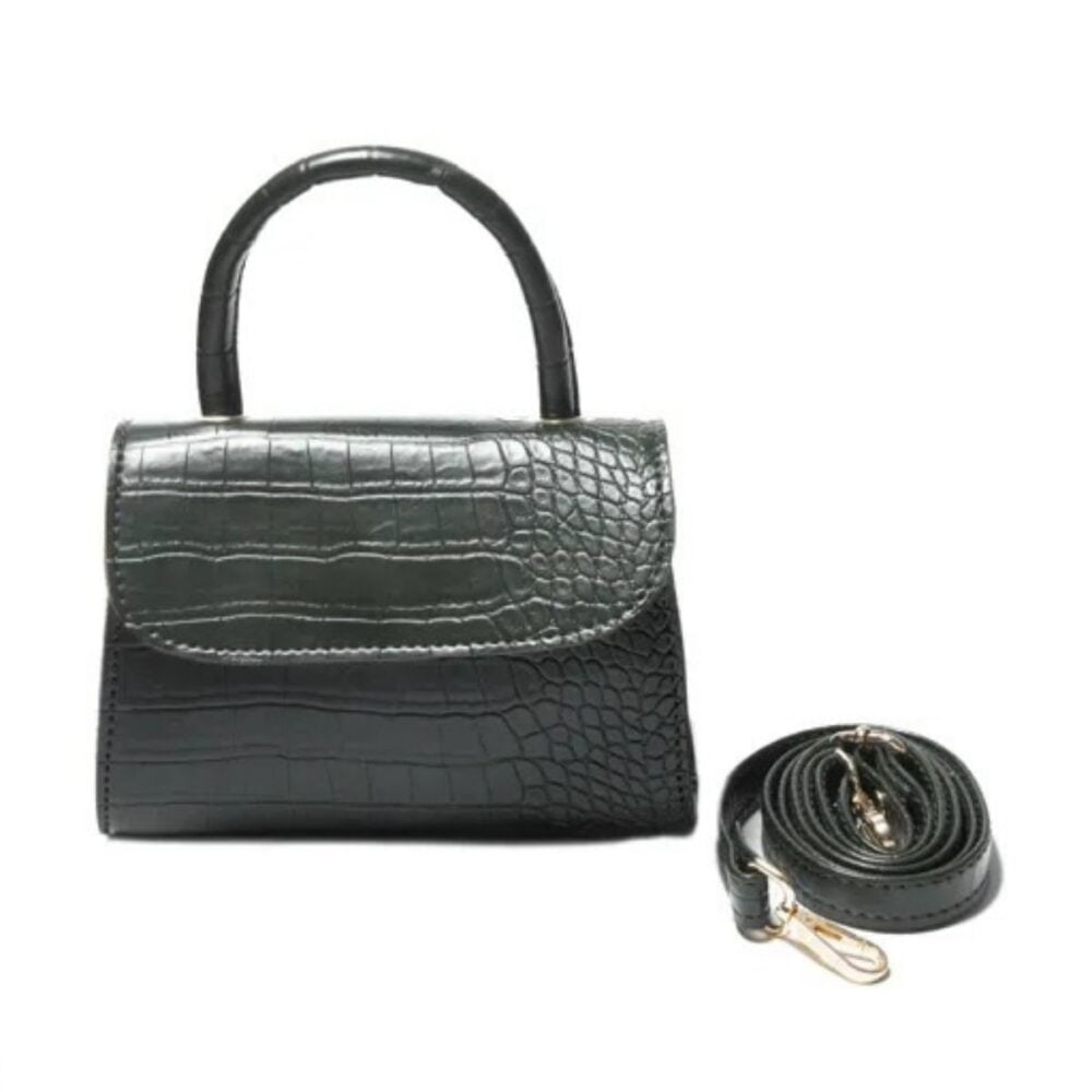 Croc Design Crossbody Sling Bag In Dark Green