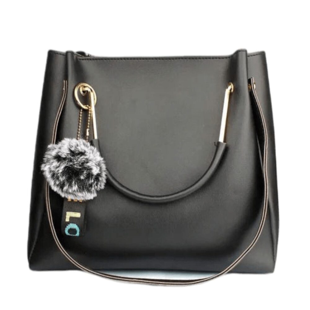 Solid Faux Leather Handheld Hand Bag In Black