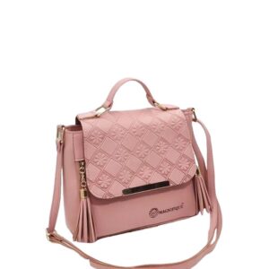 Punch Print PU Leather Sling Bag In Pink