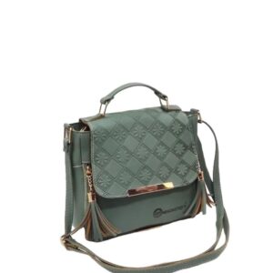 Punch Print PU Leather Sling Bag In Dark Green
