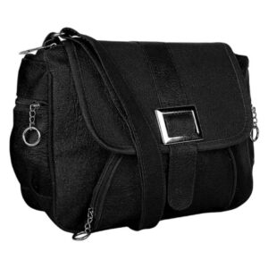 PU Leather Cross Body Travel Sling Bag In Black