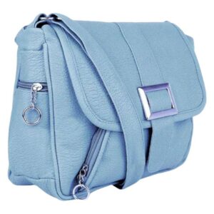 PU Leather Cross Body Travel Sling Bag In Sky Blue