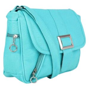PU Leather Cross Body Travel Sling Bag In Sea Blue