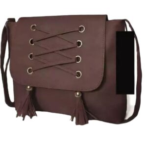 PU Leather Solid Sling And Cross Body Bag In Brown
