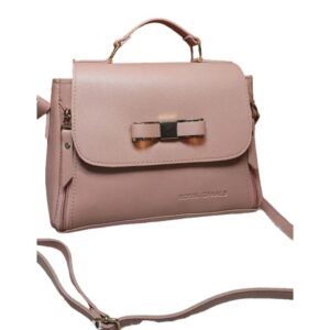 Solid PU Leather Medium Sling Bag In Pink