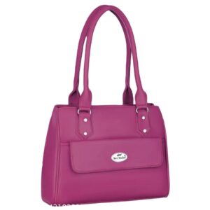 Solid PU Leather Shoulder Bag In Dark Pink
