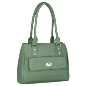 Solid PU Leather Shoulder Bag In Green
